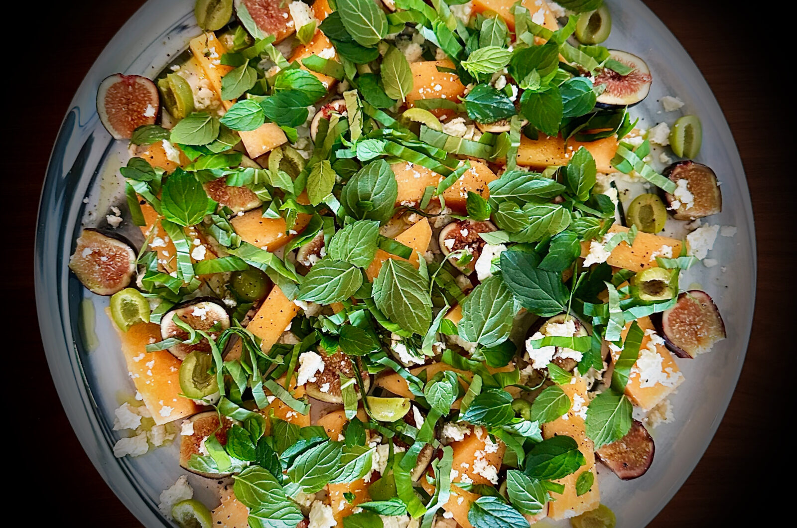 CANTALOUPE, FETA + OLIVE SALAD