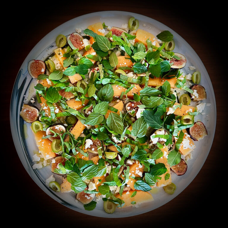 CANTALOUPE, FETA + OLIVE SALAD